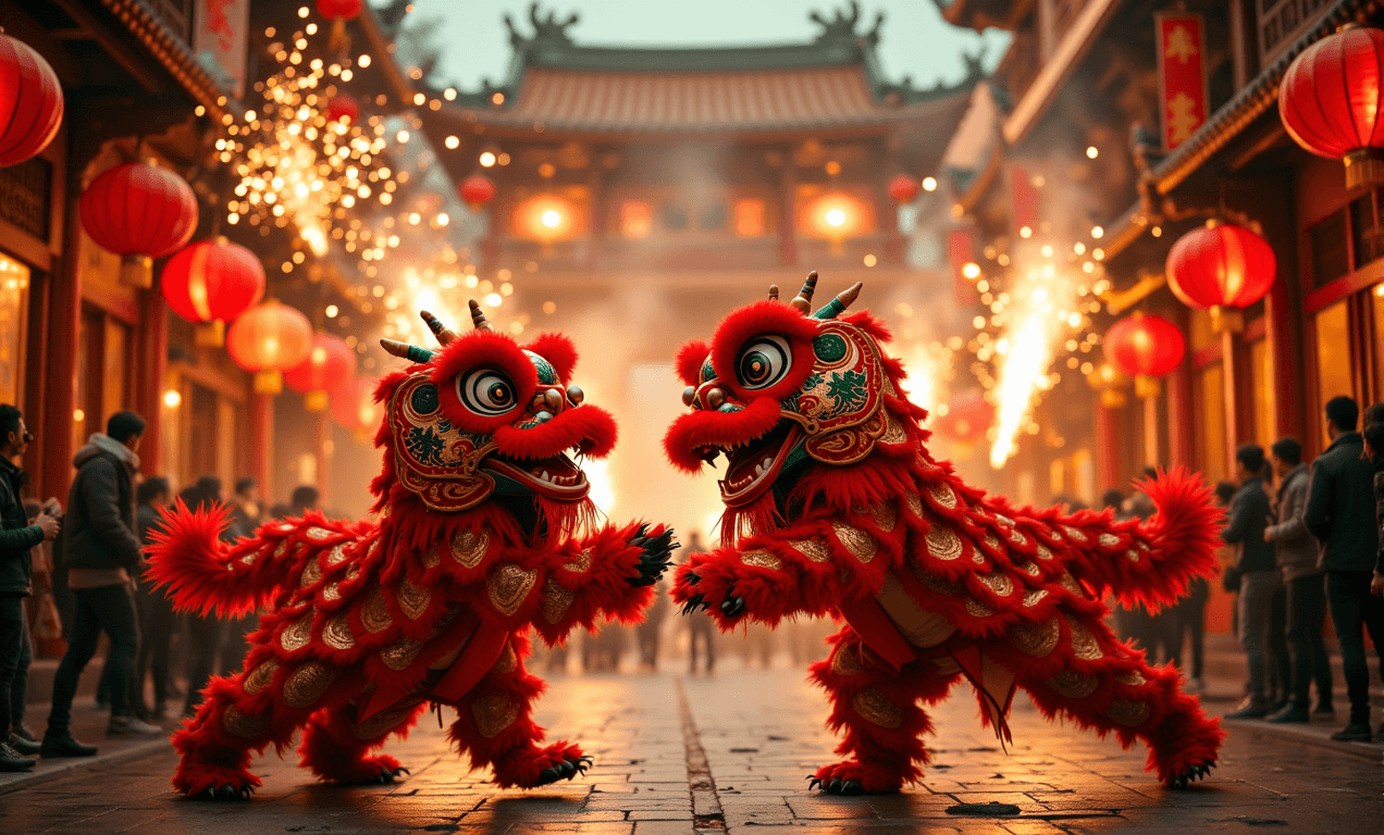 Lion dance, Chinese New Year parade