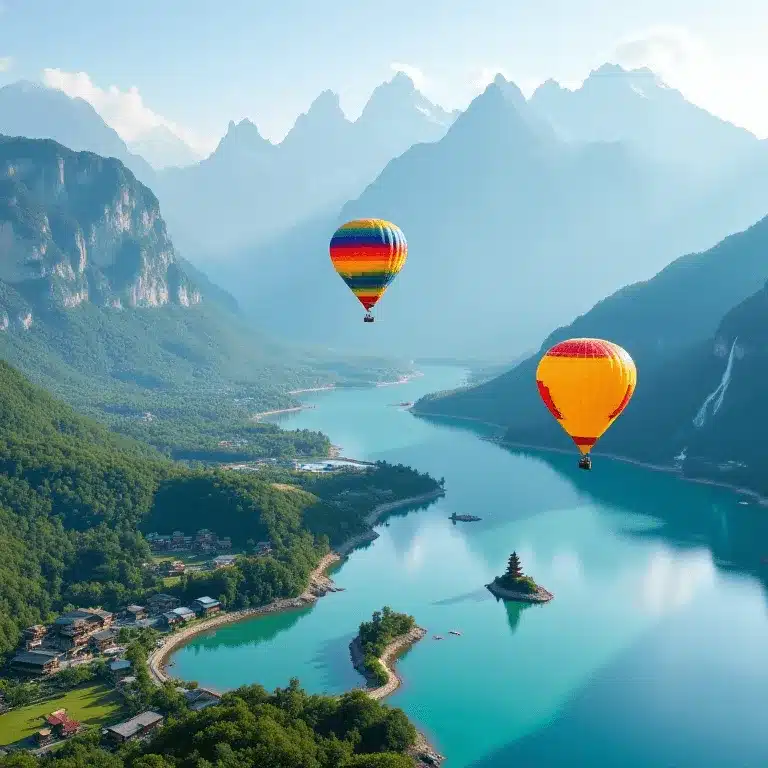 Balloons over Li river, China
